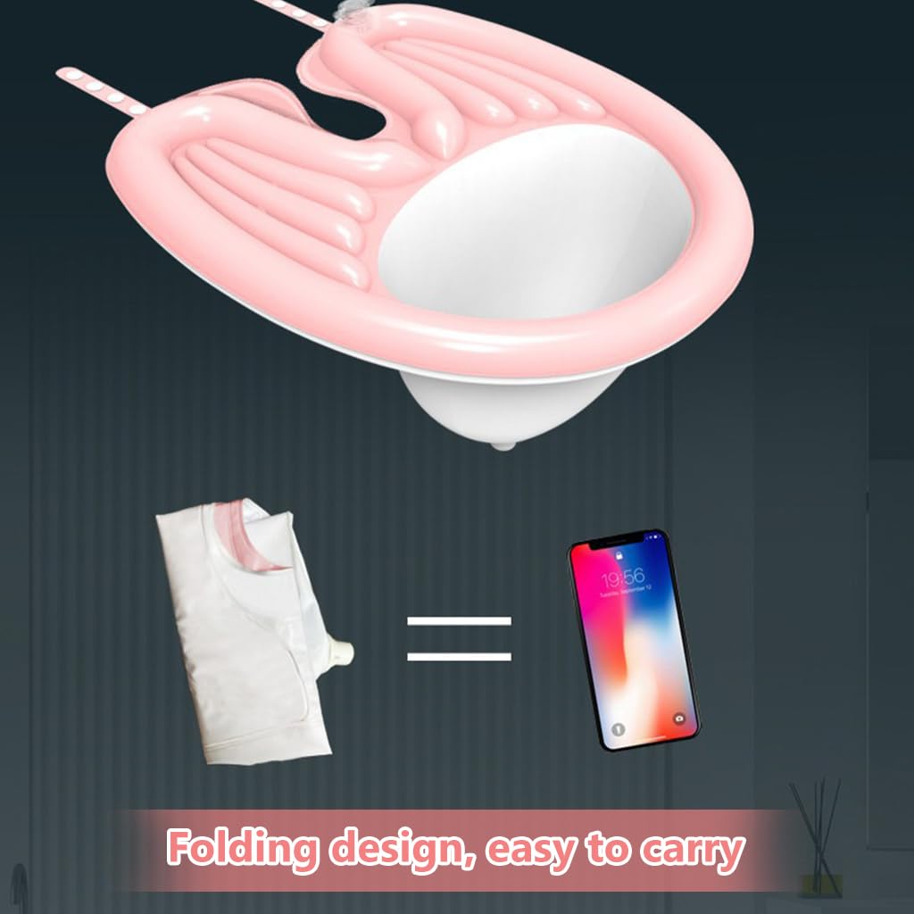 PALAY Inflatable Hair Washing Basin Rinse with Drain Pipe Hair Washing Basin for Adult, Bedridden Patients, Elderly, Pregnant Women, Adjustable Wearable Lightweight Inflatable Hair Washing Basin