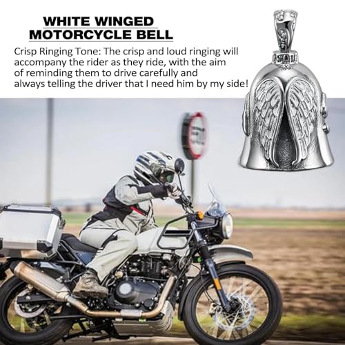STHIRA® Guardian Angel Motorcycle Bell Good Luck Keyring Drive Safe Pendant Accessories Lead-Free Pewter Bike Gift for Men Women 3 PCS