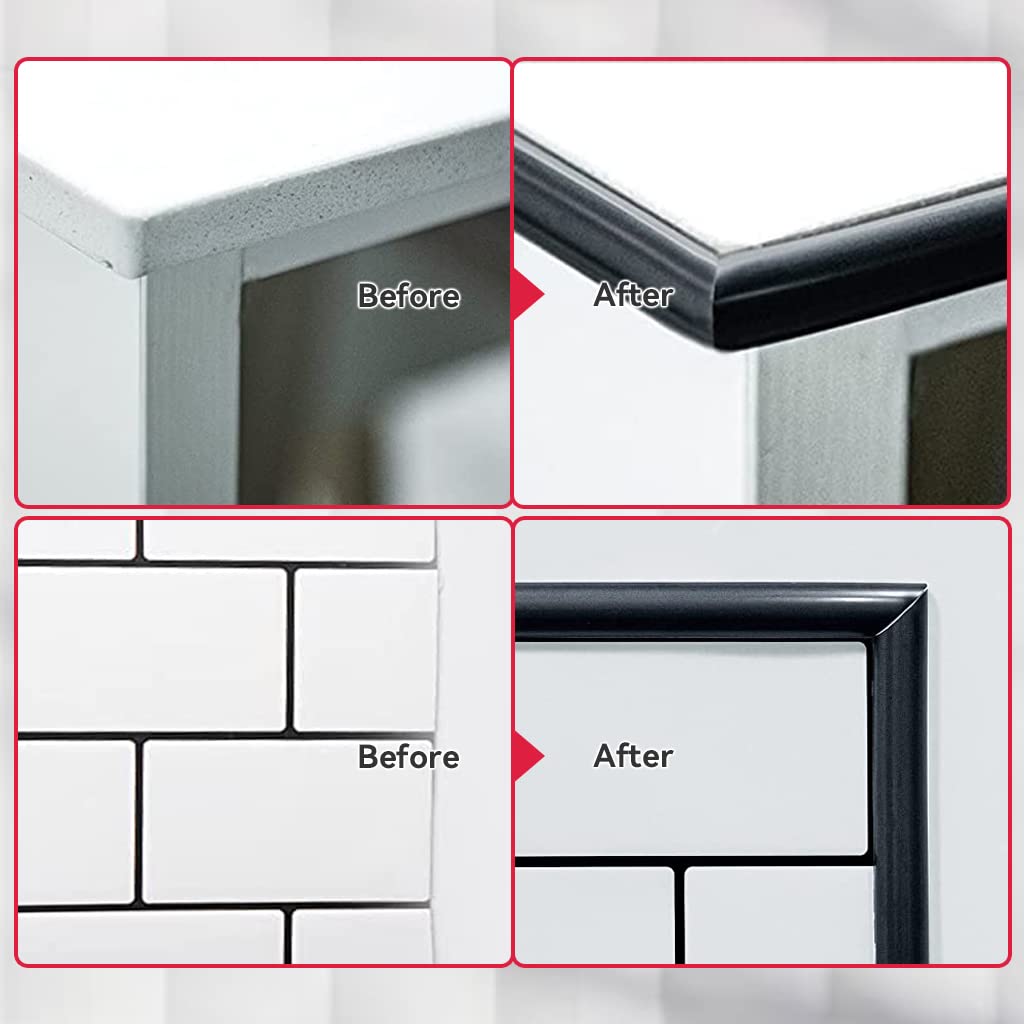 HASTHIP 10 Ft/3 M Wall Sticker Peel and Stick Trim, Self-Adhesive Waterproof Adhesive Liner, Cuttable Wall Baseboard Sticker for Wall Tile Edges, Kitchen Backsplash, Mirror Frame (Black)