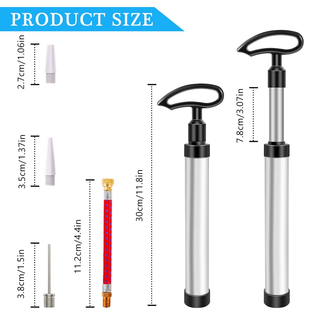 Proberos Manual Air Pump Basketball Air Pump 10 Inches Air Pump with Interchangeable Nozzles, Needles & Extension Hose Universal Air Pump for Basketball, Soccer Football, Tyre