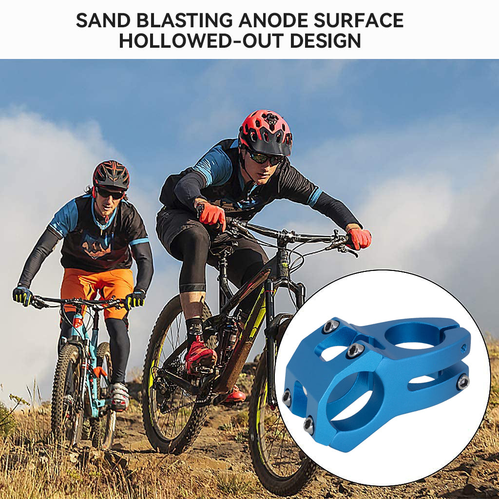Proberos Blue Aluminum Alloy Handlebar Stem 31.8mm Clamp Diameter Lightweight Durable Handlebar Stem for MTB Modification, Stylish Design for Mountain Bike Stability and Performance