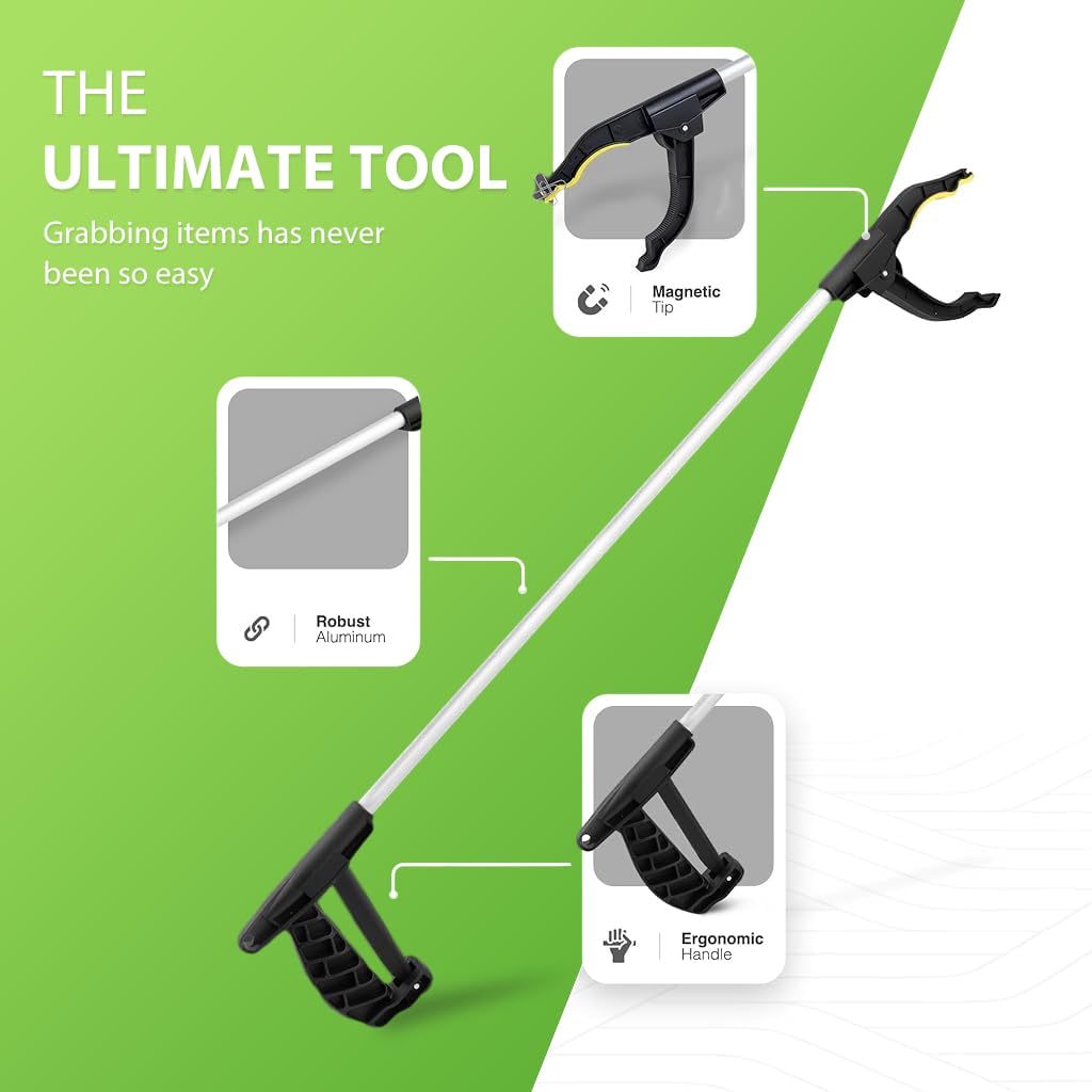 HASTHIP 75cm Grabber Reacher Tool, Easy Squeeze Ergonomic Handle, Anti-Slip, Durable Aluminum Alloy, Magnetic Tip, Ideal For Trash Pickup & Elderly Aid, Garden & Home Cleaning Accessory