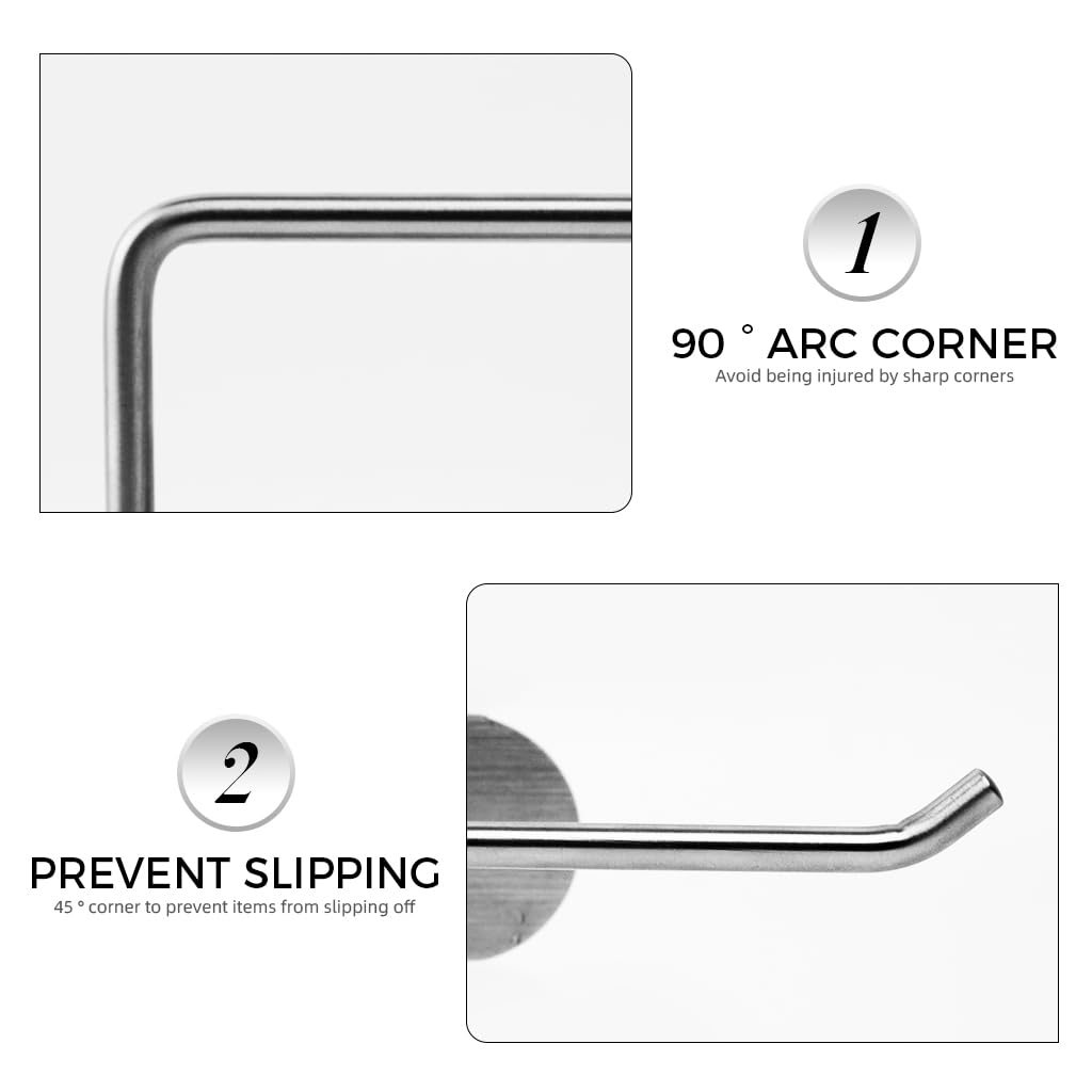ZIBUYU Stainless Steel Toilet Paper Holder Rack Wall Self Adhesive Toilet Paper Roll Holder Bathroom Toilet Paper Holder Rack Kitchen Dish Cloth Rack