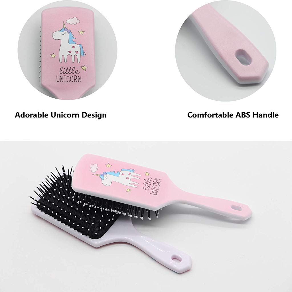 MAYCREATE Hair Brush, Pink Unicorn Hair Brush with Ball-tipped Nylon Bristle & Air Cushion Anti Static No Frizz Comb for Women Girls Thick Wet Damaged Curly Long Hair Volume Massage, Detangler Brush