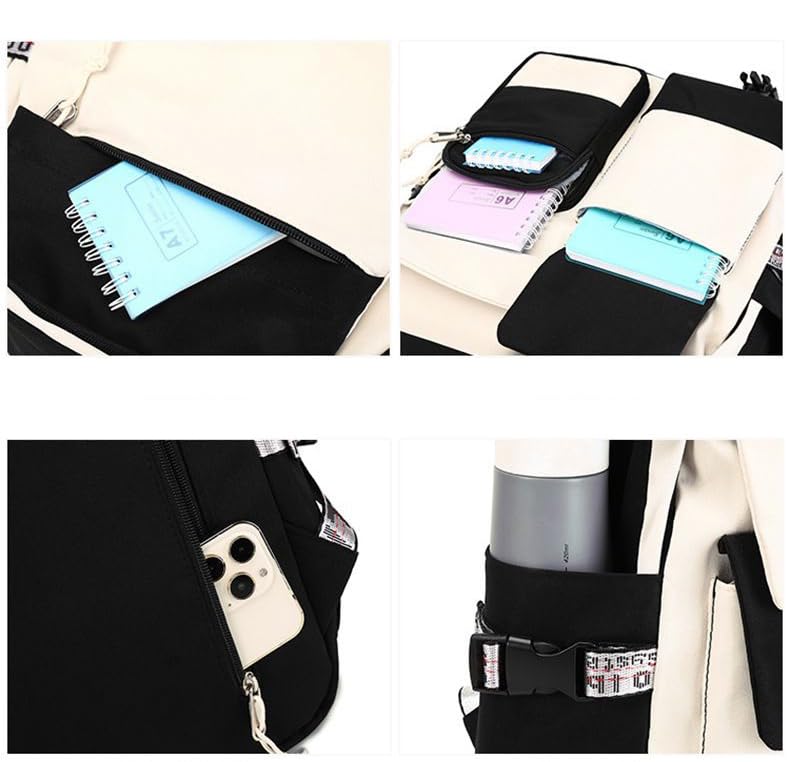 PALAY Kuromi Backpack for School Girls 6-12 Years Old Teens Fashion Kawaii Kuromi Print School Backpack Large Multi Layer Book Bag Travel Backpack for Teens Students School Gift for Girls