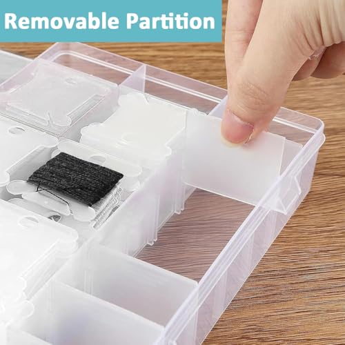 HASTHIP® Embroidery Floss Organizer Kit Cross Stitch Thread Storage Box Tools with Bobbin Winder 120PCS Plastic Bobbins Color Number Stickers DIY Floss Storage Kit