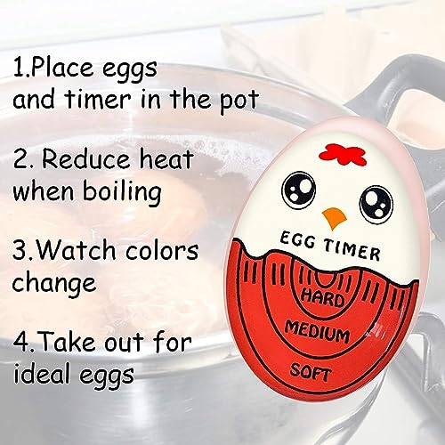 HASTHIP® Kitchen Time Egg Timer for Boiling Heat Resistant Safe Color Changing Indicate Doneness Levels Soft-Boiled Medium-Boiled Hard-Boiled 3PCS