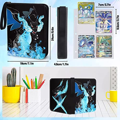 PATPAT® Trading Card Binder Combo for 400 Pokémon Cards, Cartoon Prints, Zipper Album Holder, Charizard X, Multicolor, Collection Bag for Kids, Journaling, Scrapbooking, DIY, Crafts, Planners