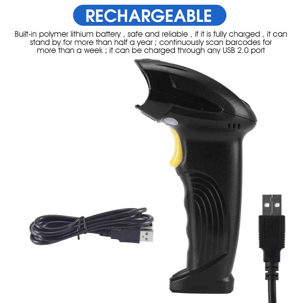 Serplex 1D Barcode Scanner Wireless 2.4GHz Bluetooth Wireless & Wired Barcode Reader Handhold Bar Code Scanner for Factory,Store, Supermarket, Warehouse