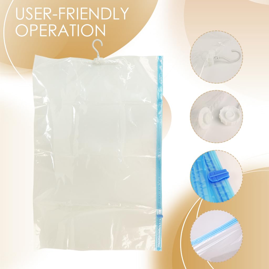 HASTHIP 4Pcs Hanging Vacuum Storage Bags for Clothes - 41''& 57'' Long Dustproof Wardrobes Vacuum Clothes Bags, Space Saving Vacuum Storage Bags (27.5 inches width)