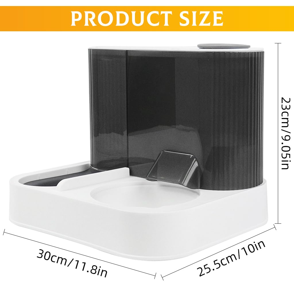 Qpets 2.2L Auto Pet Feeder Cat Dog Feeder 2 in 1 Automatic Pet Feeder with 1.5L Water Dispenser, Built in Filtration System Transparent Food-Grade PP Dustproof Food Cabin Design Auto Cat Dog Feeder