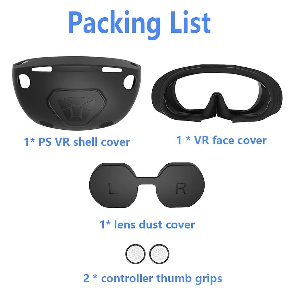 ZORBES VR Protector Covers for Playstation VR2 Silicone Cover Set with Headset Protector, Silicone Eye Frame Cover, Lens Cover Silicone, Thumb Grip Covers, Silicone Protector Covers for PS VR2