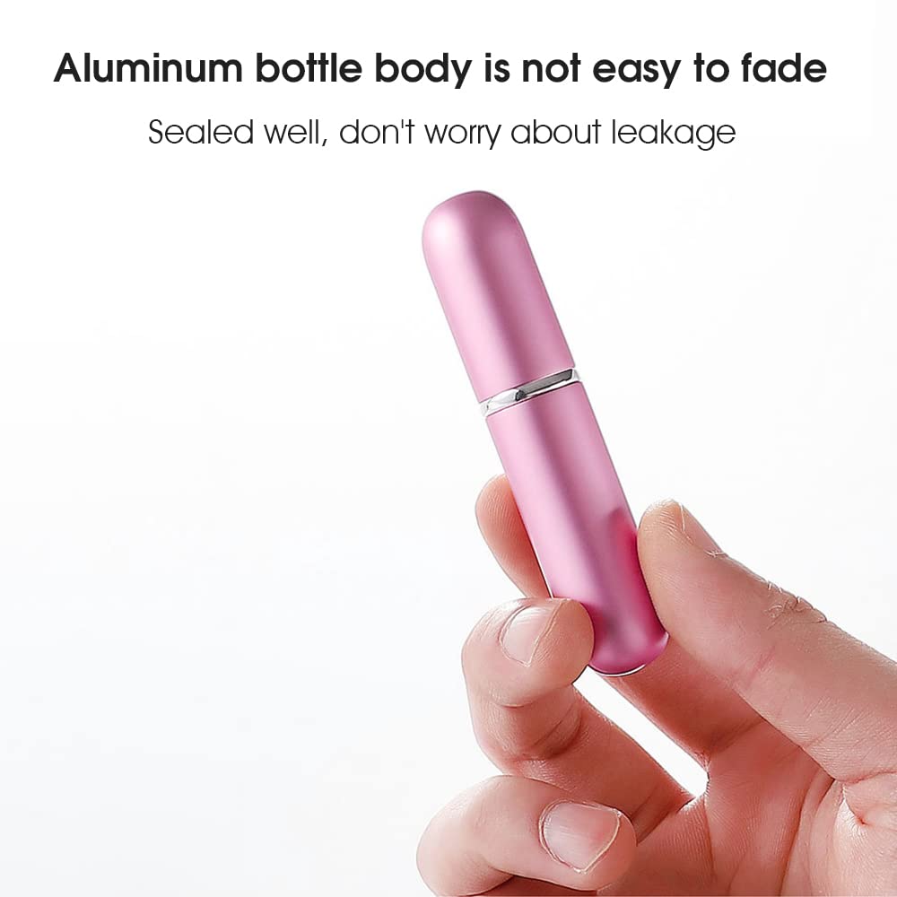 HANNEA 2Pcs 5ml Perfume Atomiser Spray Bottle with Pump-Portable Perfume Dispenser, Refillable Empty Spray Bottle for Fragrance Perfume-Pink