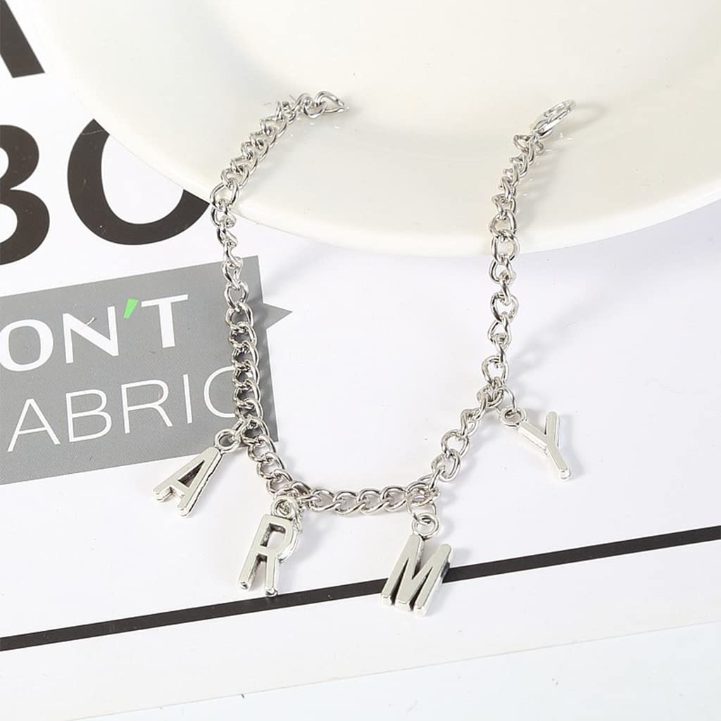 SANNIDHI BTS Kpop Letters Pendant Bracelet Fashion Bangtan Boys Titanium Steel Alphabet Bracelet, Bracelets For Men Fashion Jewelry, Cool Style Jewelry Unisex