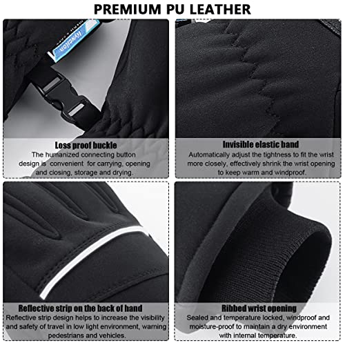 GUSTAVE® Professional Winter Gloves for Skiing Warm Riding Touch Screen Finger Anti-slip Design Bike Windproof Waterproof for Men L 3 PCS