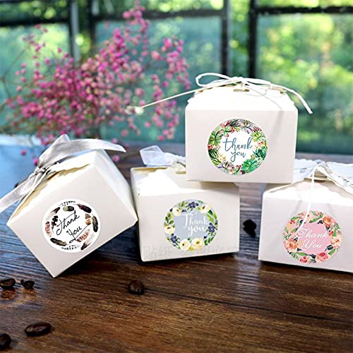 HASTHIP Pretty Round Floral Thank You Stickers Seal Label Handmade Envelope Stationery Paper Sticker (Multicolour) - 500pcs