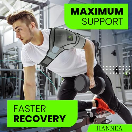 HANNEA® Shoulder Brace for Women and Men Shoulder Compression Sleeve for Torn Rotator Cuff AC Joint Pain Relief Dislocated Adjustable Fits Left Right Arm 3 PCS