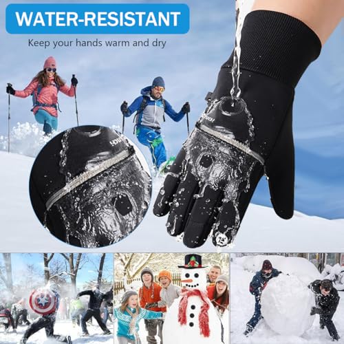 Proberos® Anti-Slip Thermal Riding Gloves for Bikers 10C Windproof Winter Plush Liner Touchscreen Fingertips Unisex Cycling Fishing Hand Zipper Pouch M 3PCS