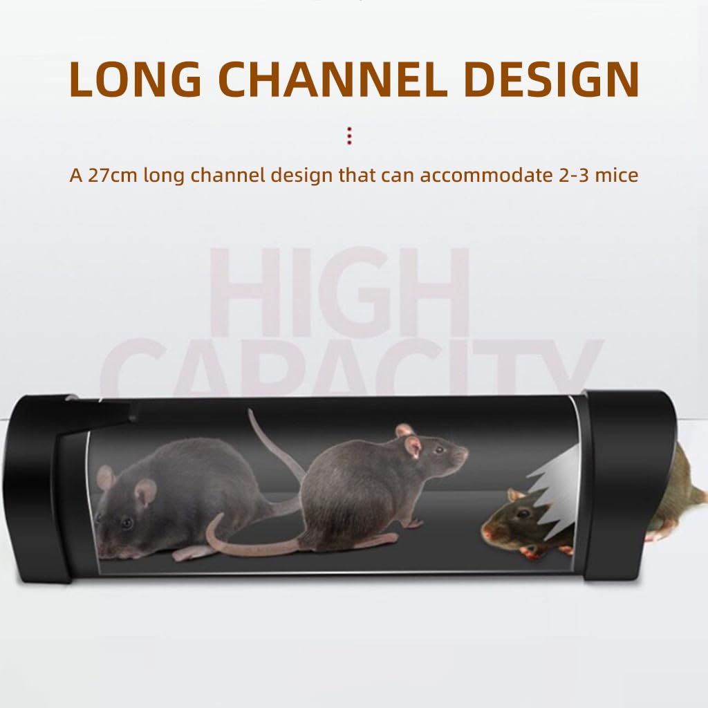 HASTHIP 27cm Humane Mouse Trap Cage - Continuous Rat Trap Cage for House Patio - Self-Locking Mousetrap - Reusable Enlarged Smart Rat Catcher & Rodent Trap for Mice, Pets, Rodents