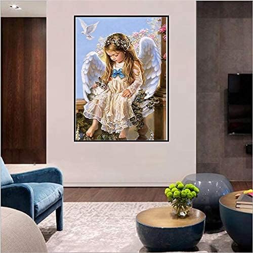 HASTHIP 5D Diamond Painting by Number Kit for Adults, Full Drill AngelDiamond Painting Rhinestone Embroidery Pictures for Adults Kids Relaxation and Home Wall Decor 30x40cm(Multi 6)