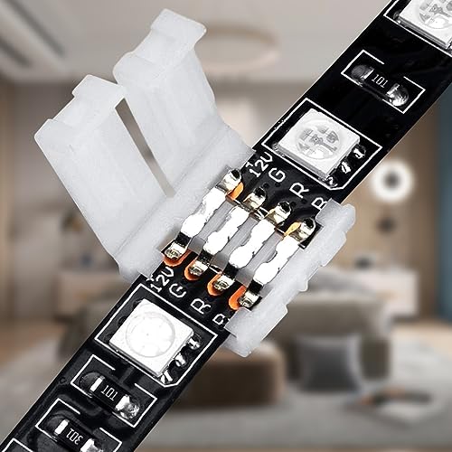 ELEPHANTBOAT® Connectors for RGB LED Light Strip Extension 10mm Gapless Universal 4-Pin for SMD 5050 Terminal 20PCS