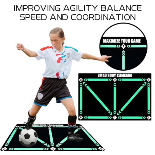 Proberos® Kids Football Training Mat 23.6x35.4 inches Soccer Shooting Skill Exercise with Guideline Anti-slip Agility Diatom Mud Mat 3 PCS