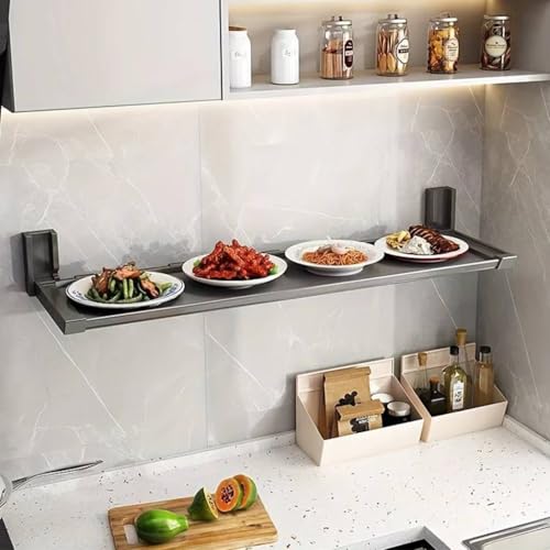HASTHIP® 1pc Foldable Aluminum Kitchen Rack - Wall-Mounted, Punch-Free, Ideal for Seasoning Jars and Food Prep, Space-Saving Design for Modern Kitchens