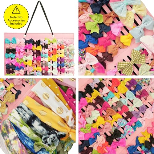 HASTHIP® Hair Accessories Organizer for Girls Bow Hair Clip Storage Hairband Organizer for Girls 3-Layer Large Capacity Wall Hanging Hair Bows Holder Displaying Rack for Baby Kids Women X 3