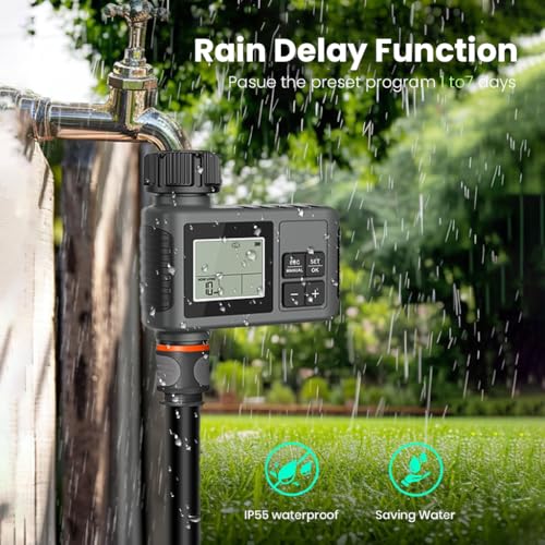 HASTHIP® Automatic Water Timer for Garden Faucet Programmable LCD Auto Watering System with Manual Control Smart Irrigation Timer for Lawn 3 PCS