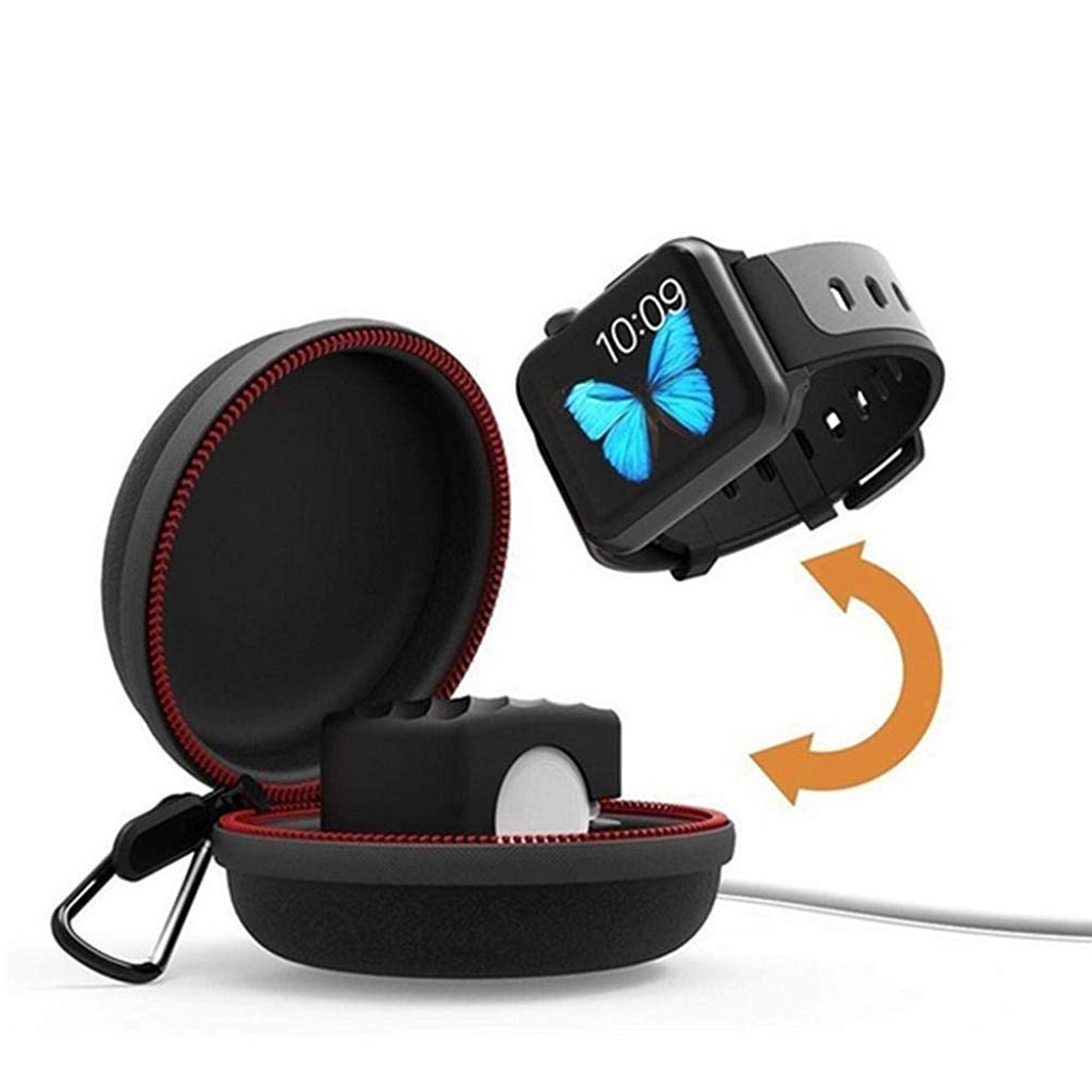 ELEPHANTBOAT Travel Case for Apple Watch Charger,Waterproof Portable Carrying EVA Charging Dock Holder for 38mm/42mm/40mm/44mm iWatch Series 5/4/3/2/1, Black