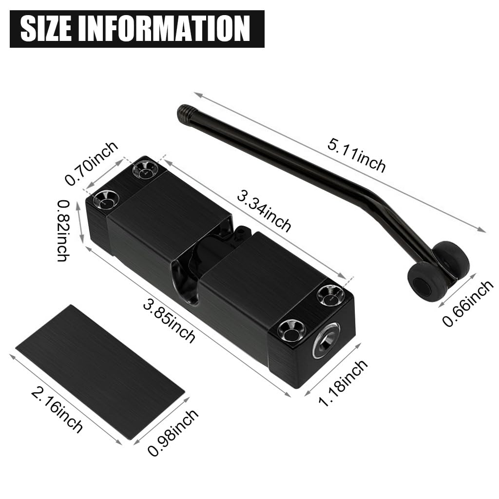 HASTHIP Door Closer Automatic Aluminum Alloy Safety Spring Door Closer, Adjustable Closing Door Hinge Quiet Door Closer for Wooden Door, Metal Door, Security Door, Weight Up to 30 Kgs (Black)
