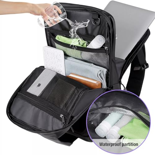 GUSTAVE® Laptop Backpack for Men Fashion PU Leather Backpack Shoulder Backpack for 15.6-Inch Laptop Waterproof Travel Backpack Business Backpack Schoolbag