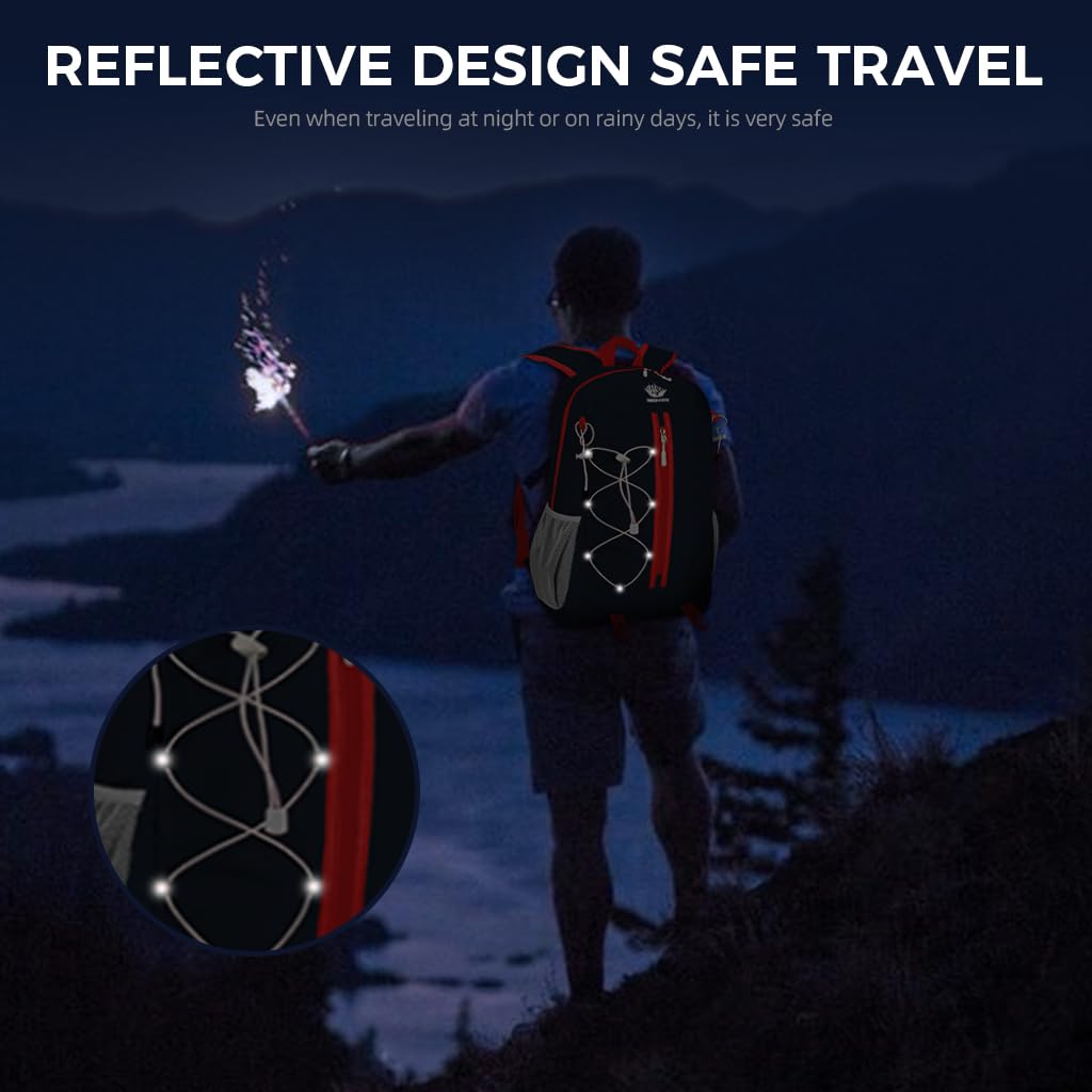 GUSTAVE Travel Backpack, Lightweight Foldable Backpack, Water Resistant Rucksack with Storage Bag Stylish Outdoor Sport Daypack for Travelling Walking Hiking Camping Biking