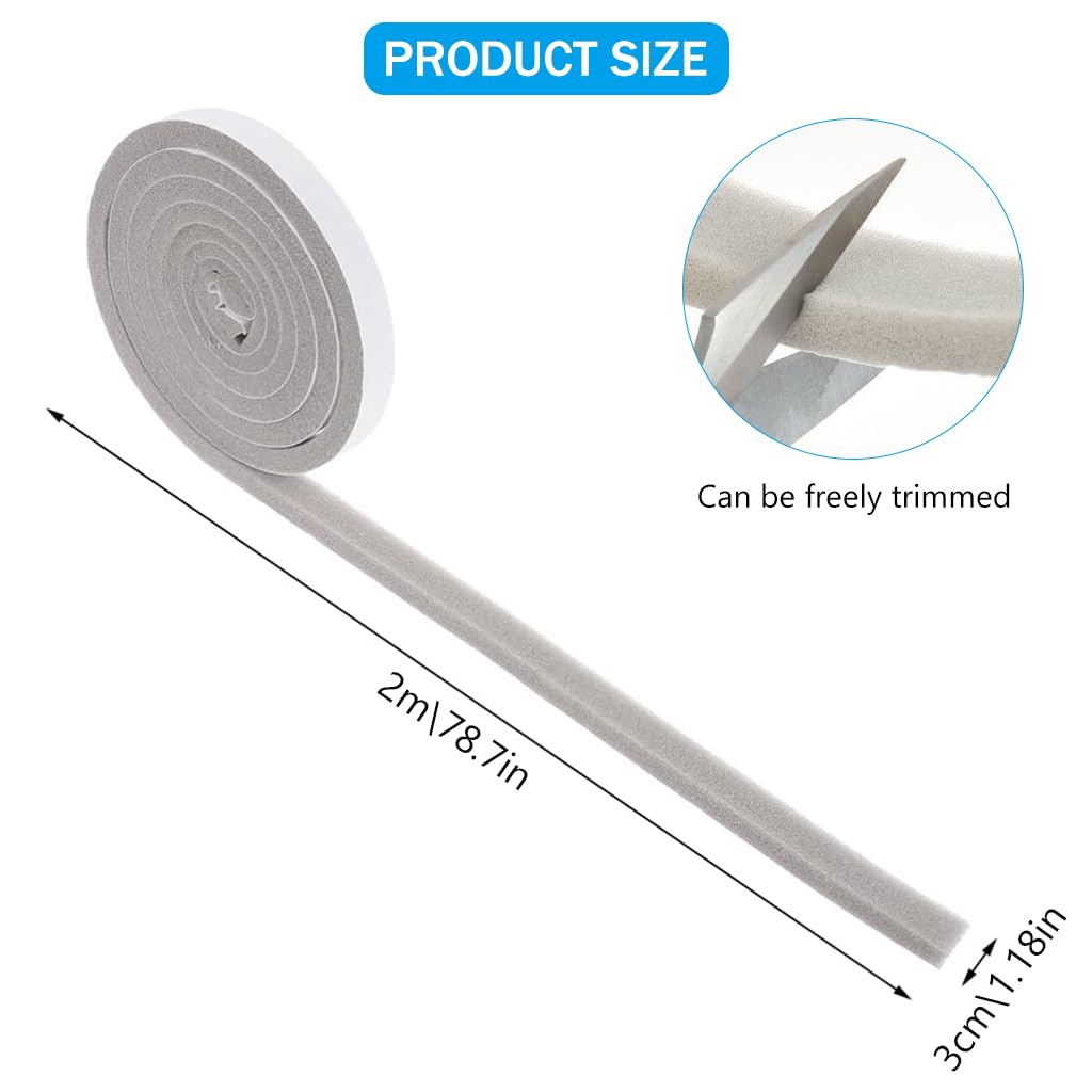 HASTHIP Window Gap Filler Strip Gap Sealing Tape Self-Adhesive Foam Tape Gap Sealing Tape 3cm x 200 cm Noise Reduction Windproof Window Gap Sealer Foam Strip