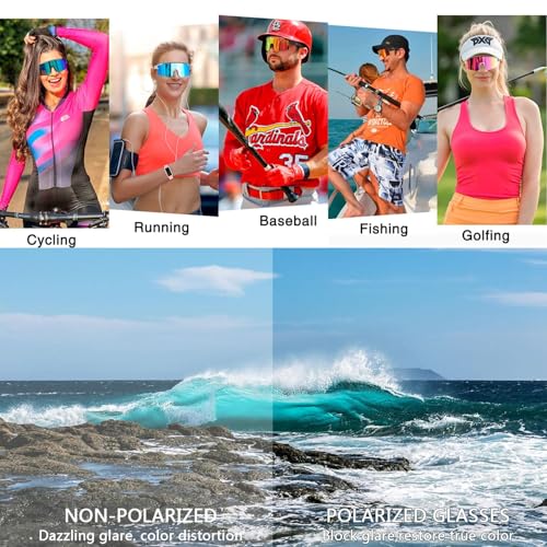 Proberos® Sunglasses Men Polarized Sunglasses for Mens and Womens,Black Retro Sun Glasses Driving Fishing UV Protection Fishing Cycling Mountain Bike Baseball Sunglasses with UV Protection(Blue)