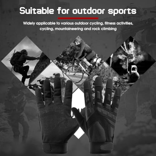 Proberos Tactical Gloves Outdoor Working Gloves Breathable Gloves Touch Screen Finger Riding Gloves Anti-impact Protection Gloves Anti-slip Palm Design Gloves All Season Use, L