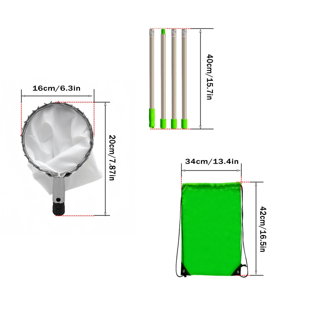 HASTHIP Extendable Mango Plucker Tool - 10.5ft Fruit Plucker with Adjustable Pole - Alloy Material Telescopic Pole - Equipped With Net & Pole - Tree Fruit Plucker Stick - Easy To Use Fruits Catcher