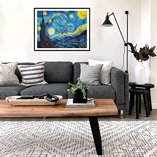 HASTHIP® Diamond Painting Kit 5D The Starry Night by Master Van Gogh Rhinestone Extremely Shiny Art Abstract Style Room Decoration 30cm x 40cm 3 PCS