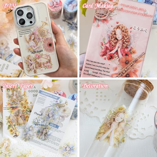 OFIFO® Scrapbook Decals Gift Set -6 Rolls DIY Decorative Stickers Gift Set Fairy & Angel Figure Themed Decals, Peel and Stick, PET Pre-Cut Stylish Stickers for Journals, Planners, and Crafting