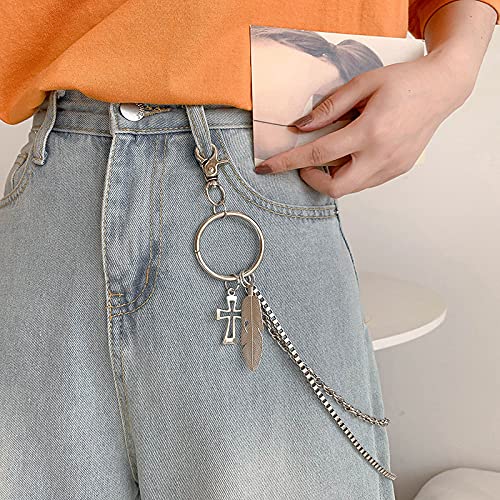 PALAY Pants Chain Jeans Chain for Men Women Fashion Gothic Punk Wallet Pocket Chain Belt Chain Hip Hop Rock Biker Trousers Chain (Silver)