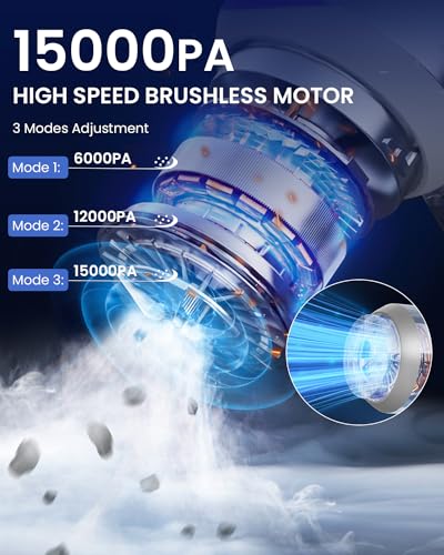 ZORBES Cordless Air Duster 15000PA USB Handheld Air Duster with 3 Speeds, Multi Nozzle Attachments 6000mAh Home Air Blower Keyboard Duster, Electric Air Blower Duster for Car, Home Cleaning