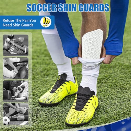 Proberos 2Pcs Silicone Shin Guards Adults Teens Shin Guards Silicone Shin Guards Pads Anti-impact Honeycomb Construction Shin Guards Sport Shin Guards for Football, Rugby