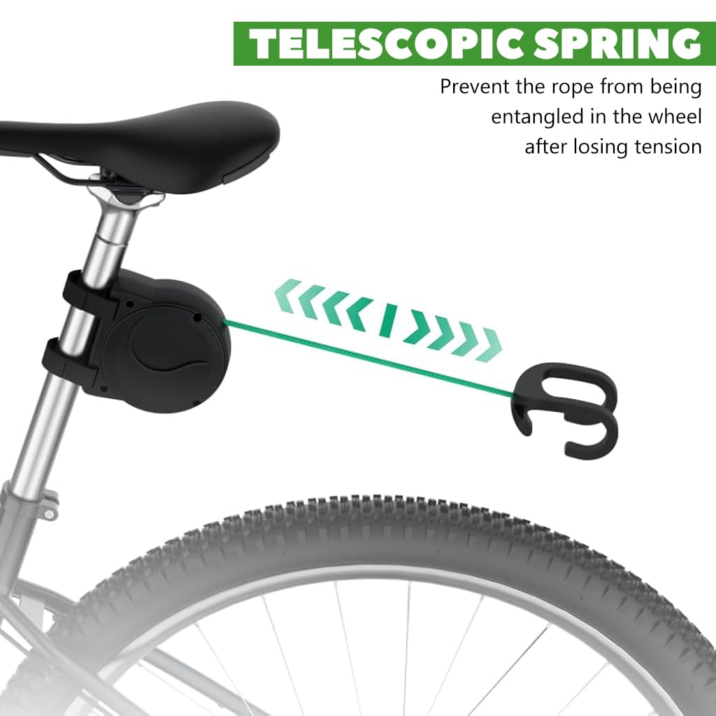 Proberos Bicycle Tow Rope 7.2-8.2Ft Telescopic Nylon Bike Towing Rope for Kids 450lbs High Loading Capacity Telescopic Bike Towline Highly Visible Green Nylon Bike Towing Rope for Kids