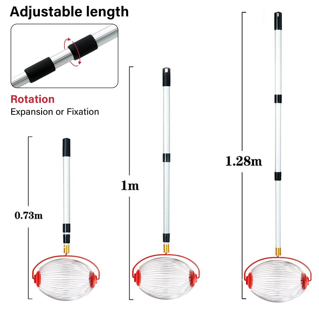Proberos 128cm Nut Collector, Fruit Picker for Walnuts, Fruits, Golfball, Tennis Ball, Telescopic Pole Labor Saving Rolling Gatherer Tool