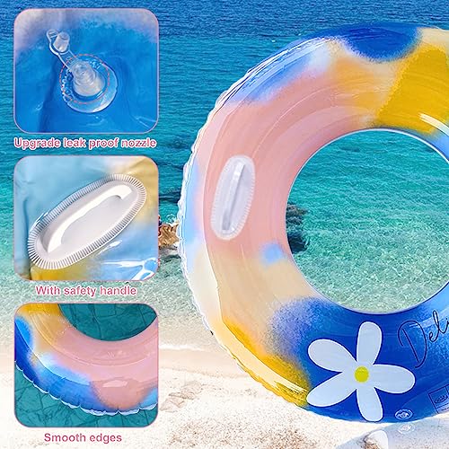 Optifit Inflatable Swimming Ring 75cm Durable Thickened PVC Float with Handles for Adults, Leakproof Water Tube for Pools & Beaches Enjoyable Summer Party Outdoor Water Toy