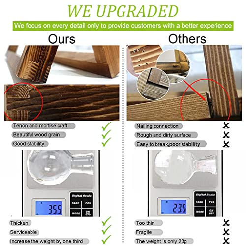 HASTHIP® 3Pcs Hydroponics Glass Planter with Wooden Stand for Desktop Table Decor Home Office Plant Terrarium Air Planter Bulb Vase for Propagating Money Plant Flower and More X 3