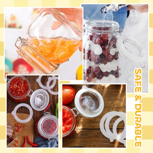 HASTHIP® 16PCS Silicone Sealing Rings for Mason Jar Inner Diameter 2.76 Inches Airtight Gaskets Reusable Anti-leak Seal for Aging Broken Rubber Glass Containers Kitchen