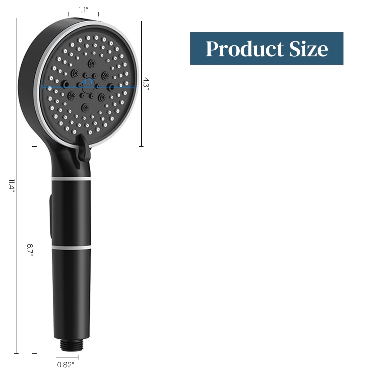 Serplex Pressurized Shower Head with Built in Filtration Double Sided Handheld Shower Brush Scrubber Shower Head with 5 Spray Modes 2 in 1 Spa Shower Head with Water Stop Button Universal Shower Head