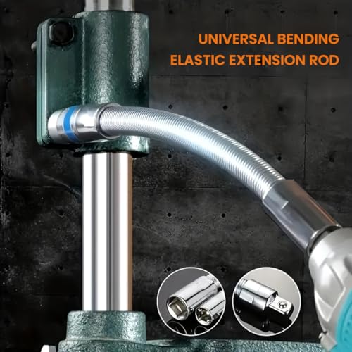 Serplex 3Pcs Electric Wrench Sleeve Universal Extension Rod, Bendable Flexible Socket Extension Bar Shaft Set Wrench Extender For Power
