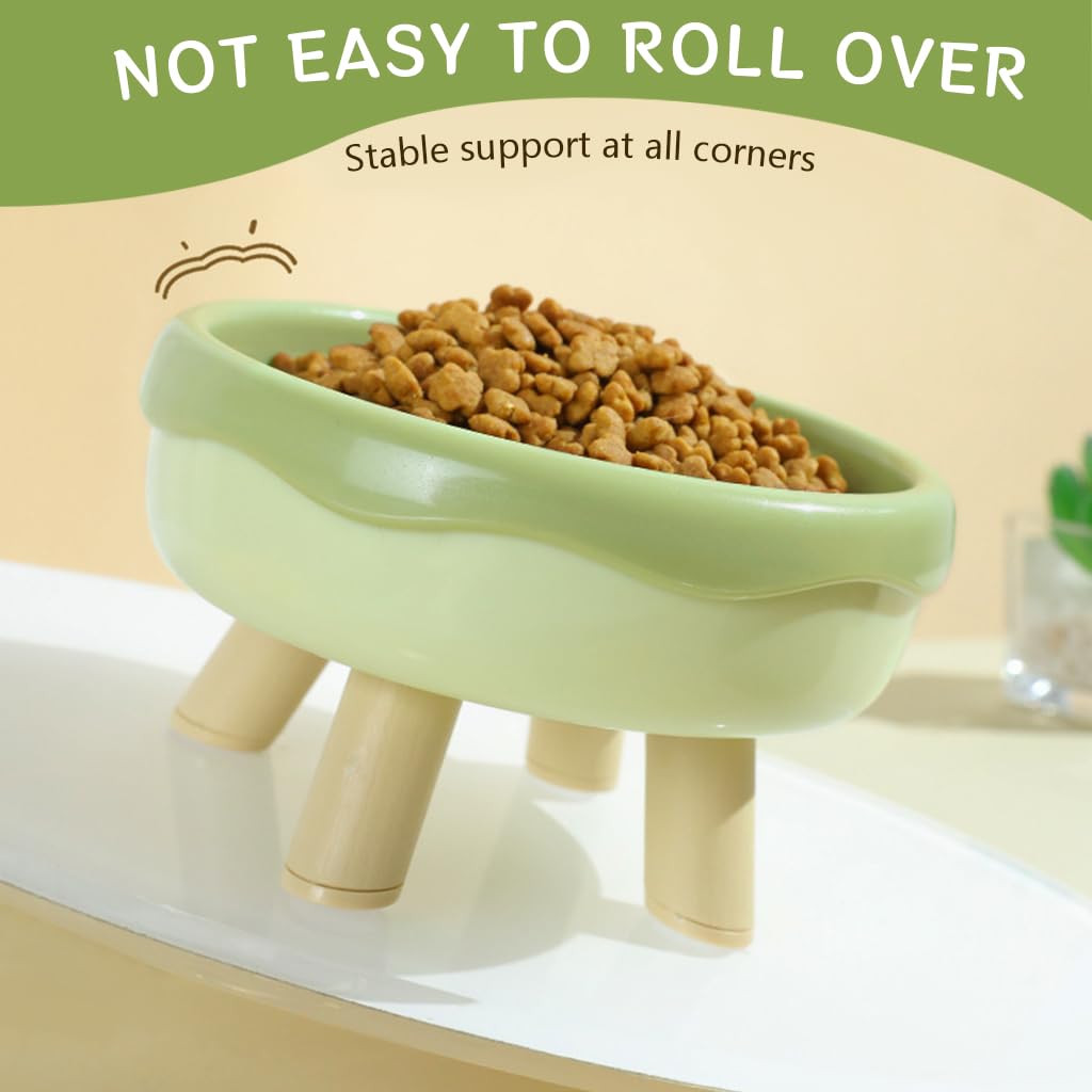 Qpets Cat Feeding Bowl, Elevated Pet Feeding Bowl with Feet, Cat Bowl for Dry & Wet Food Feeding Bowl for Cat Dog Food Grade PP Material (14CM Diameter)